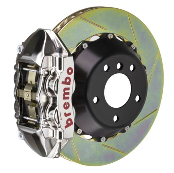 Brembo - Brembo 2P2.8010AR Brembo 06-12 325i (Excl. xDrive) Rear GTR BBK 4 Pist Billet 345x28 2pc Rotor Slotted Type1 - Nickel