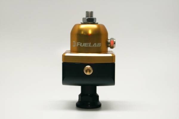 Fuelab - Fuelab 55501-5 Fuelab 555 Carb Adjustable FPR Blocking 4-12 PSI (1) -8AN In (2) -8AN Out - Gold