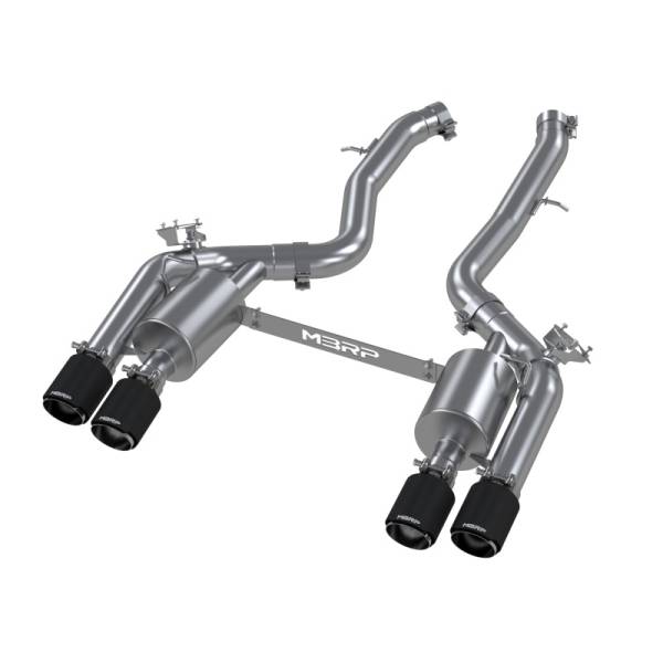 MBRP - MBRP Exhaust pS45023CF MBRP 18-22 BMW M2 Competition 3.0L T304 SS 3in Resonator-Back Exhaust Quad Rear w/ Carbon Fiber Tips
