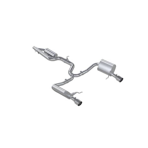 MBRP - MBRP Exhaust pS4618304 MBRP 17-19 VW Golf SportWagen/Alltrack 1.8T T304SS 3in Cat-Back 2.5in Dual Split Rear w/ SS Tips