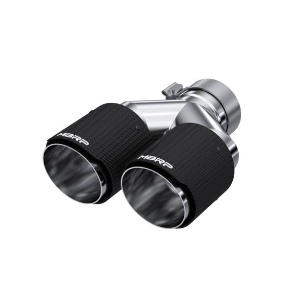 MBRP - MBRP Exhaust pT5182CF MBRP 3in ID / Dual 4in OD Out Staggered L 9.87in / R 9.37in Dual Wall Carbon Fiber Univ Exhaust Tip