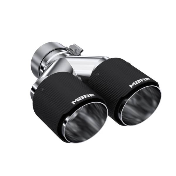 MBRP - MBRP Exhaust pT5183CF MBRP 3in ID / Dual 4in OD Out Staggered L 9.37in / R 9.87in Dual Wall Carbon Fiber Univ Exhaust Tip
