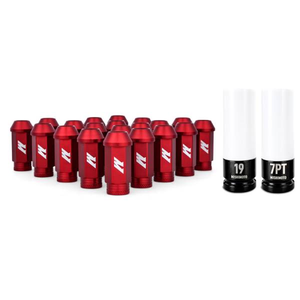 Mishimoto - Mishimoto MMLG-1220-23LRD Mishimoto Aluminum Locking Lug Nuts 1/2 X 20 23pc Set Red