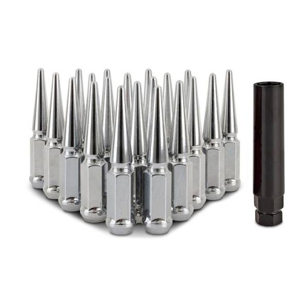 Mishimoto - Mishimoto MMLG-SP1215-20CH Mishimoto Steel Spiked Lug Nuts M12x1.5 20pc Set - Chrome