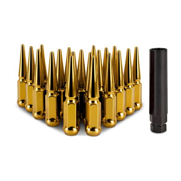 Mishimoto - Mishimoto MMLG-SP1215-20GD Mishimoto Steel Spiked Lug Nuts M12x1.5 20pc Set - Gold