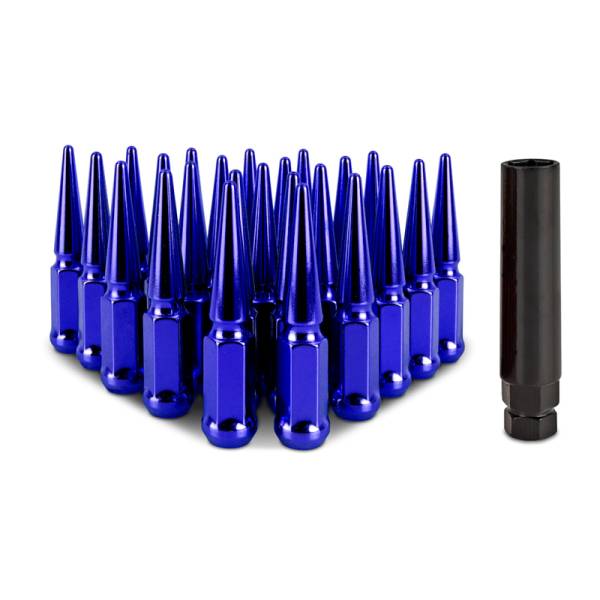 Mishimoto - Mishimoto MMLG-SP1415-24BL Mishimoto Mishimoto Steel Spiked Lug Nuts M14 x 1.5 24pc Set Blue