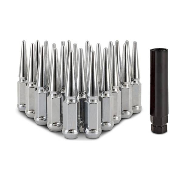 Mishimoto - Mishimoto MMLG-SP1415-24CH Mishimoto Mishimoto Steel Spiked Lug Nuts M14 x 1.5 24pc Set Chrome