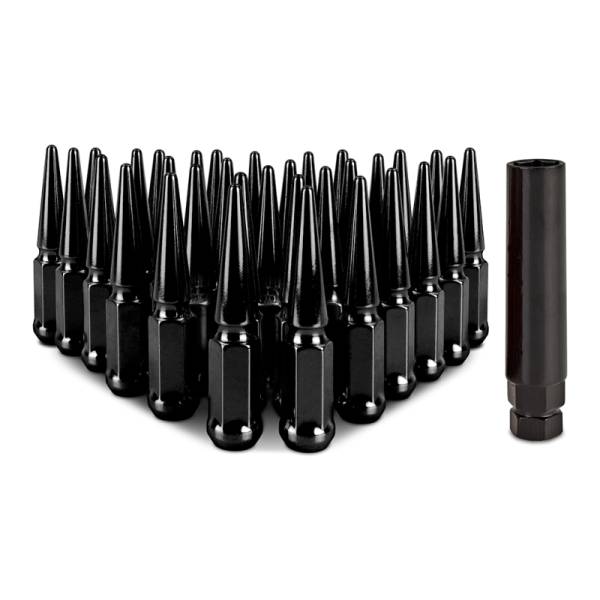 Mishimoto - Mishimoto MMLG-SP1415-32BK Mishimoto Mishimoto Steel Spiked Lug Nuts M14 x 1.5 32pc Set Black