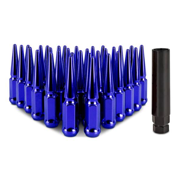 Mishimoto - Mishimoto MMLG-SP1415-32BL Mishimoto Mishimoto Steel Spiked Lug Nuts M14 x 1.5 32pc Set Blue