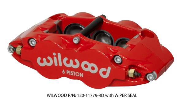 Wilwood - Wilwood 120-11779-RD Wilwood Caliper-Narrow Superlite 6R-LH - Red 1.62/1.12/1.12in Pistons 1.25in Disc