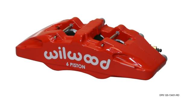 Wilwood - Wilwood 120-13431-RD Wilwood Caliper-Forged Dynapro 6 5.25in Mount-Red-L/H 1.62/1.38in/1.38in Pistons .38in Disc