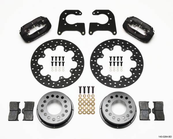 Wilwood - Wilwood 140-0264-BD Wilwood Forged Dynalite Rear Drag Kit Drilled Rotor 58-64 Olds/Pontiac 1/2in Studs