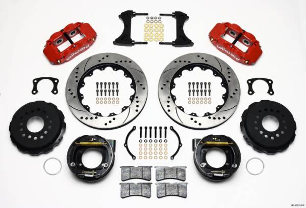 Wilwood - Wilwood 140-10012-DR Wilwood Narrow Superlite 4R Rear P-Brk Kit 14.00in Drill Red New Big Ford 2.50in Offset