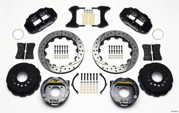 Wilwood - Wilwood 140-10908-D Wilwood Narrow Superlite 4R Rear P-Brk Kit 12.88in Drilled Chevy 12 Bolt w/ C-Clips Staggered mt
