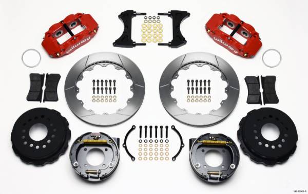 Wilwood - Wilwood 140-10908-R Wilwood Narrow Superlite 4R Rear P-Brk Kit 12.88in Red Chevy 12 Bolt w/ C-Clips Staggered mt