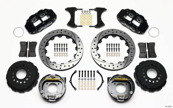 Wilwood - Wilwood 140-10909-D Wilwood Narrow Superlite 4R Rear P-Brk Kit 12.88in Drilled Chevy 12 Bolt-Spec 3.15in Brng Front mt