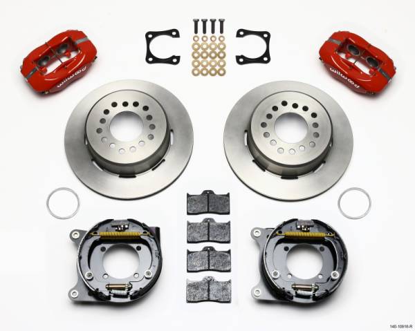 Wilwood - Wilwood 140-10918-R Wilwood Forged Dynalite P/S Park Brake Kit Red Chevy 12 Bolt-Spec 3.15in Bearing Staggered mt