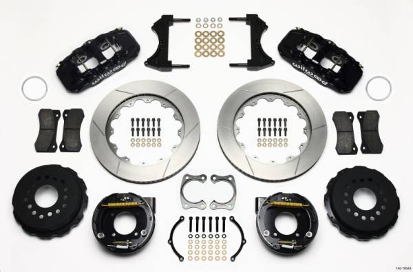 Wilwood - Wilwood 140-10943 Wilwood AERO4 Rear P-Brake Kit 14.00in Chevy 12 Bolt w/ C-Clips
