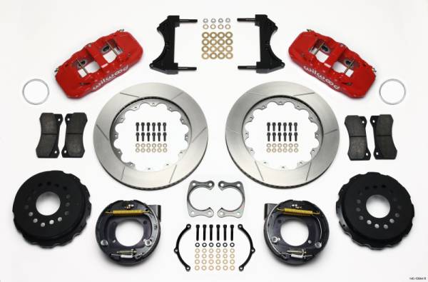 Wilwood - Wilwood 140-10944-R Wilwood AERO4 Rear P-Brake Kit 14.00in Red Big Ford New Style 2.36in Offset