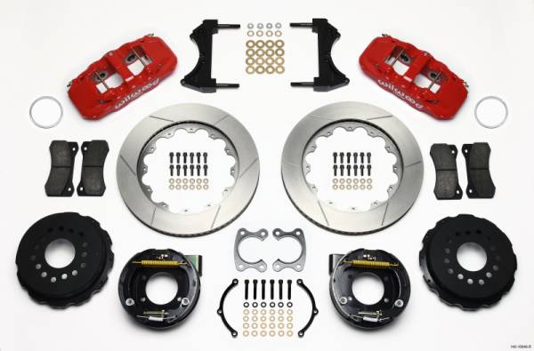 Wilwood - Wilwood 140-10946-R Wilwood AERO4 Rear P-Brake Kit 14.00in Red Small Ford 2.66in Offset