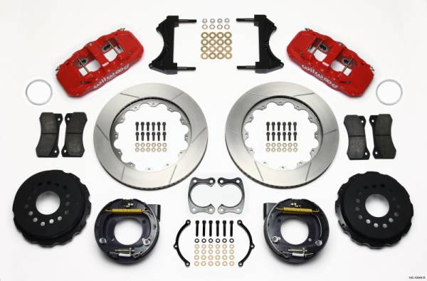 Wilwood - Wilwood 140-10948-R Wilwood AERO4 Rear P-Brake Kit 14.00in Red Big Ford New Style 2.50in Offset