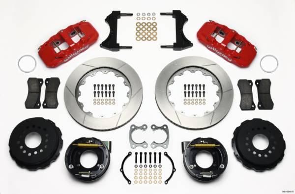 Wilwood - Wilwood 140-10949-R Wilwood AERO4 Rear P-Brake Kit 14.00in Red Small Ford 2.50in Offset