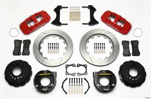 Wilwood - Wilwood 140-10953-R Wilwood AERO4 Rear P-Brake Kit 14.00in Red 58-64 Olds/Pontiac Ends 2.81in Offset