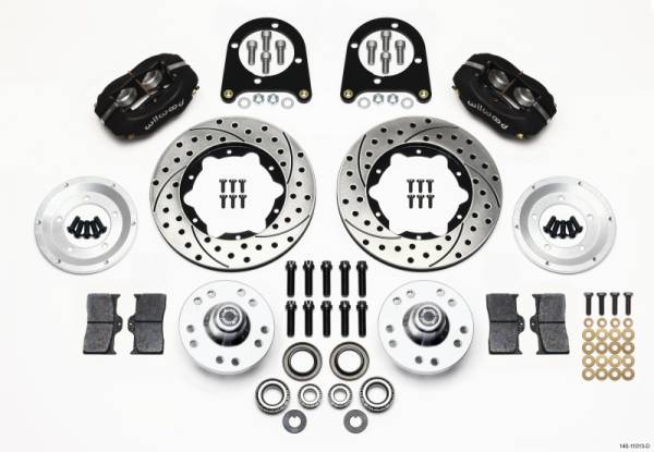 Wilwood - Wilwood 140-11013-D Wilwood Forged Dynalite Front Kit 11.00in Drilled 37-48 Ford Psgr. Car Spindle