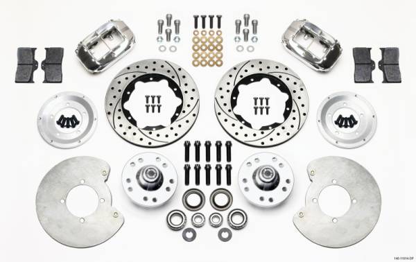 Wilwood - Wilwood 140-11014-DP Wilwood Forged Dynalite Front Kit 11.00in Drill-Polished 37-48 Ford Psgr. 360 Plate Mount