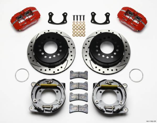 Wilwood - Wilwood 140-11392-DR Wilwood Dynapro Low-Profile 11.00in P-Brake Kit Drill-Red New Big Ford 2.50in Off Staggered Mount