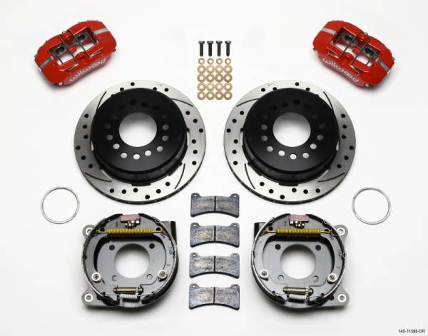 Wilwood - Wilwood 140-11398-DR Wilwood Dynapro Low-Profile 11.00in P-Brake Kit Drill-Red Chevy 12 Bolt 2.75in Off w/ C-Clips