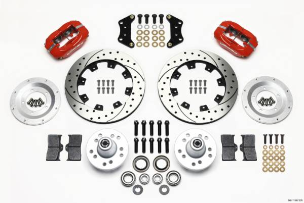 Wilwood - Wilwood 140-11547-DR Wilwood Forged Dynalite Front Kit 12.19in Drill-Red Magnum Force Drop Spindle