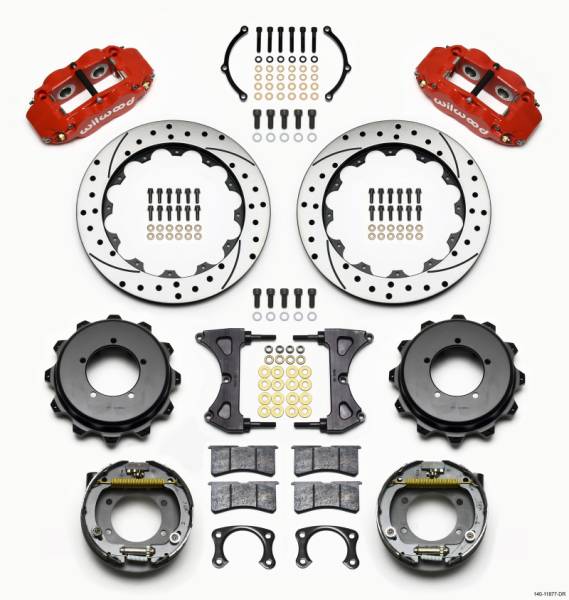 Wilwood - Wilwood 140-11877-DR Wilwood Narrow Superlite 4R Rear Kit 12.88in Red Speedway Eng Floater w/ New Style End