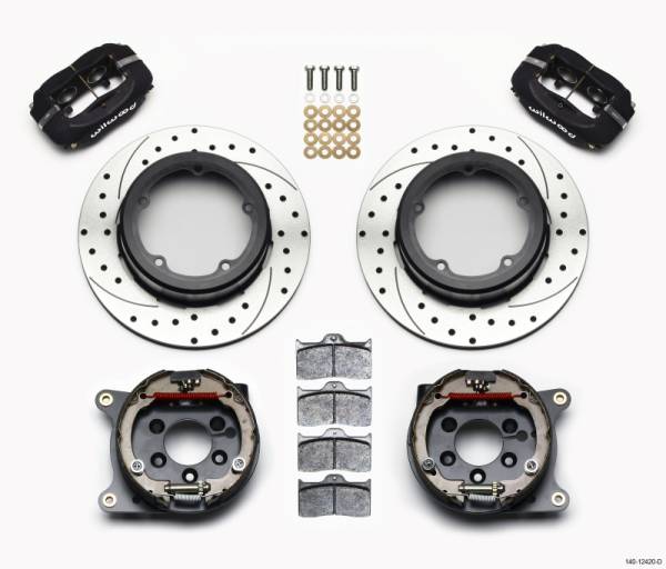 Wilwood - Wilwood 140-12420-D Wilwood Forged Dynalite P/S Park Brake Kit Drilled Strange Eng Floater 3.49in Offset