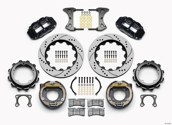 Wilwood - Wilwood 140-12436-D Wilwood Narrow Superlite 4R Rear P-Brk Kit 14.00in Drilled Strange Eng Floater 3.49in Offset