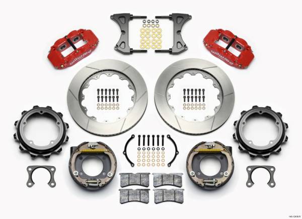 Wilwood - Wilwood 140-12436-R Wilwood Narrow Superlite 4R Rear P-Brk Kit 14.00in Red Strange Eng Floater 3.49in Offset