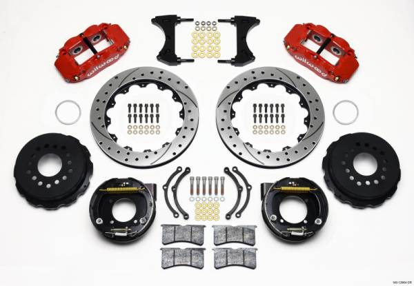 Wilwood - Wilwood 140-12964-DR Wilwood Narrow Superlite 4R Rear P-Brk Kit 12.88in Drilled Red Chevy 12 Bolt w/ C-Clips
