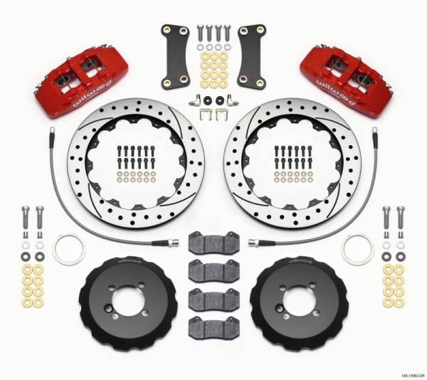Wilwood - Wilwood 140-13062-DR Wilwood Dynapro 6 Front Hat Kit 12.88in Drilled Red 2002-Up Mini Cooper w/ Lines