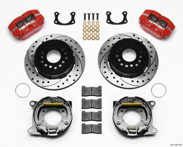 Wilwood - Wilwood 140-13207-DR Wilwood Dynapro Dust-Boot P/S Park Brake Kit Drilled Red New Big Ford 2.50in Offset