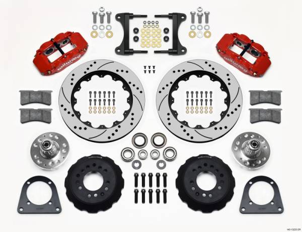 Wilwood - Wilwood 140-13225-DR Wilwood Narrow Superlite 6R Front Hub Kit 14.00in Drill Red TCI-IFS 71-78 (Pinto Based)