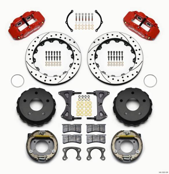 Wilwood - Wilwood 140-13321-DR Wilwood Narrow Superlite 4R Rear P-Brk Kit 12.88in Drilled Red Small Ford 2.36in Off Bronco 5 x 5.50