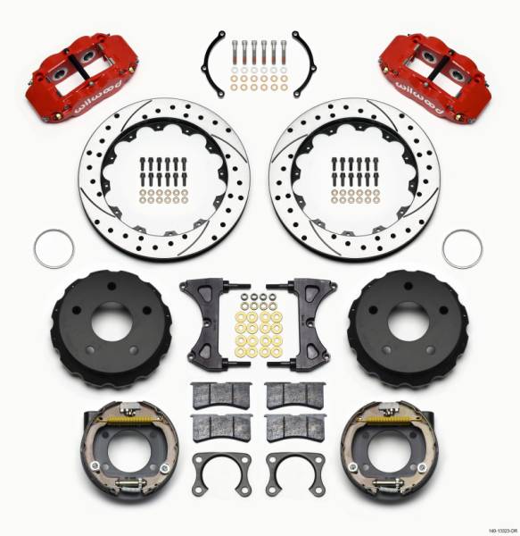 Wilwood - Wilwood 140-13323-DR Wilwood Narrow Superlite 4R Rear P-Brk Kit 12.88in Drilled Red Big Ford 2.36in Off Bronco 5 x 5.50