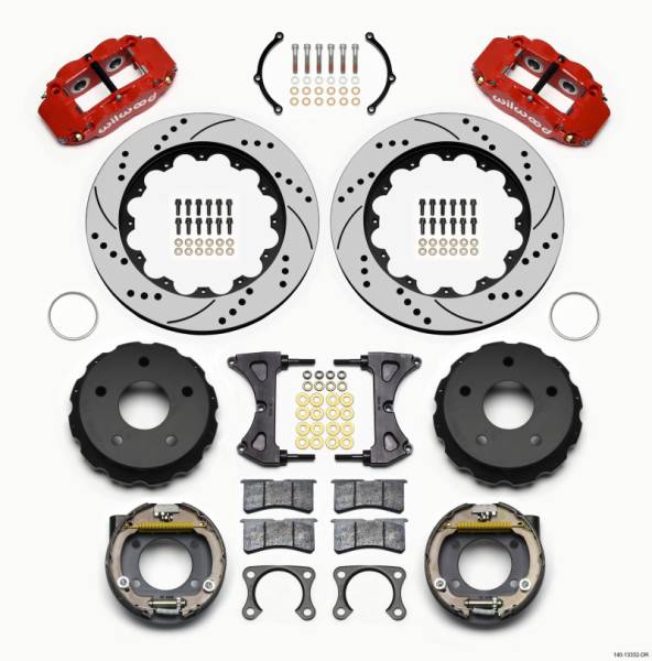 Wilwood - Wilwood 140-13332-DR Wilwood Narrow Superlite 4R Rear P-Brk Kit 14.00in Drill Red Small Ford 2.36in Off Bronco 5 x 5.50