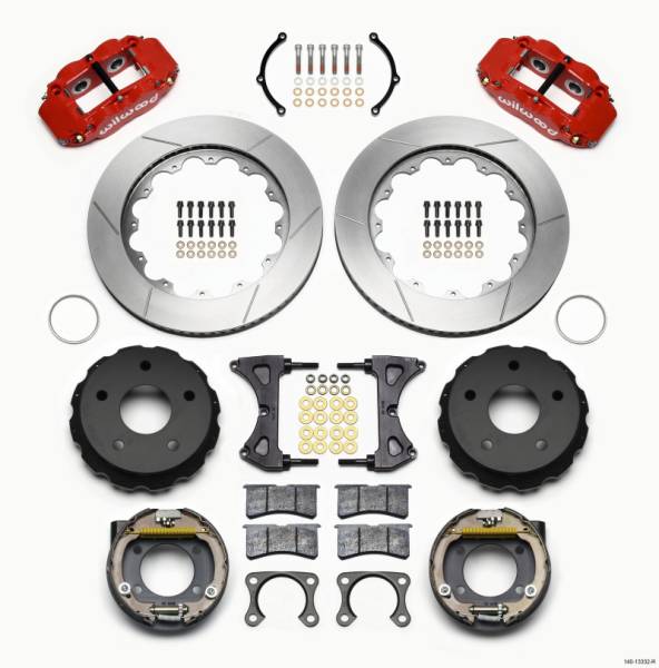 Wilwood - Wilwood 140-13332-R Wilwood Narrow Superlite 4R Rear P-Brk Kit 14.00in Red Small Ford 2.36in Off Bronco 5 x 5.50