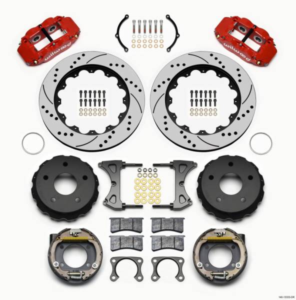 Wilwood - Wilwood 140-13333-DR Wilwood Narrow Superlite 4R Rear P-Brk Kit 14.00in Drill Red Big Ford 2.36in Off Bronco 5 x 5.50