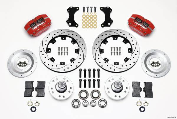 Wilwood - Wilwood 140-13346-DR Wilwood Dynapro Dust-Boot Front Kit 12.19in Drilled-Red WWE ProSpindle