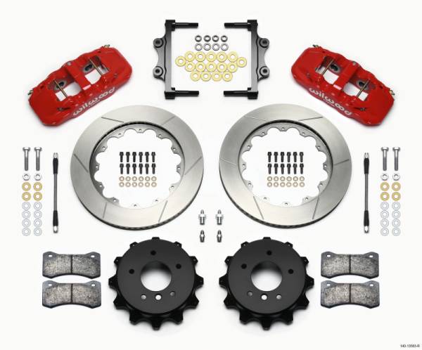 Wilwood - Wilwood 140-13583-R Wilwood AERO4 Rear Kit 14.00 Red 2007-2011 BMW E90 Series w/Lines