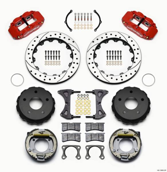Wilwood - Wilwood 140-13665-DR Wilwood Narrow Superlite 4R Rear P-Brk Kit 12.88in Drilled Red Big Ford 2.38in Off Bronco 5 x 5.50