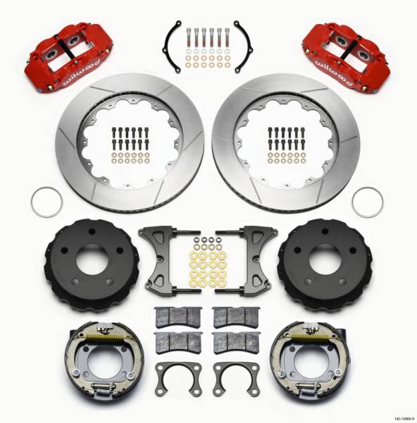 Wilwood - Wilwood 140-13666-R Wilwood Narrow Superlite 4R Rear P-Brk Kit 14.00in Red Big Ford New 2.38in Off Bronco 5 x 5.50