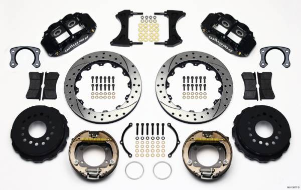 Wilwood - Wilwood 140-13677-D Wilwood Narrow Superlite 4R Rear P-Brk Kit 12.88in Drilled Big Ford New Style 2.50in Off Stag Mount